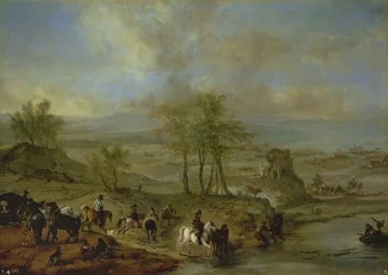 Departing for the Hunt and Fishing in the River